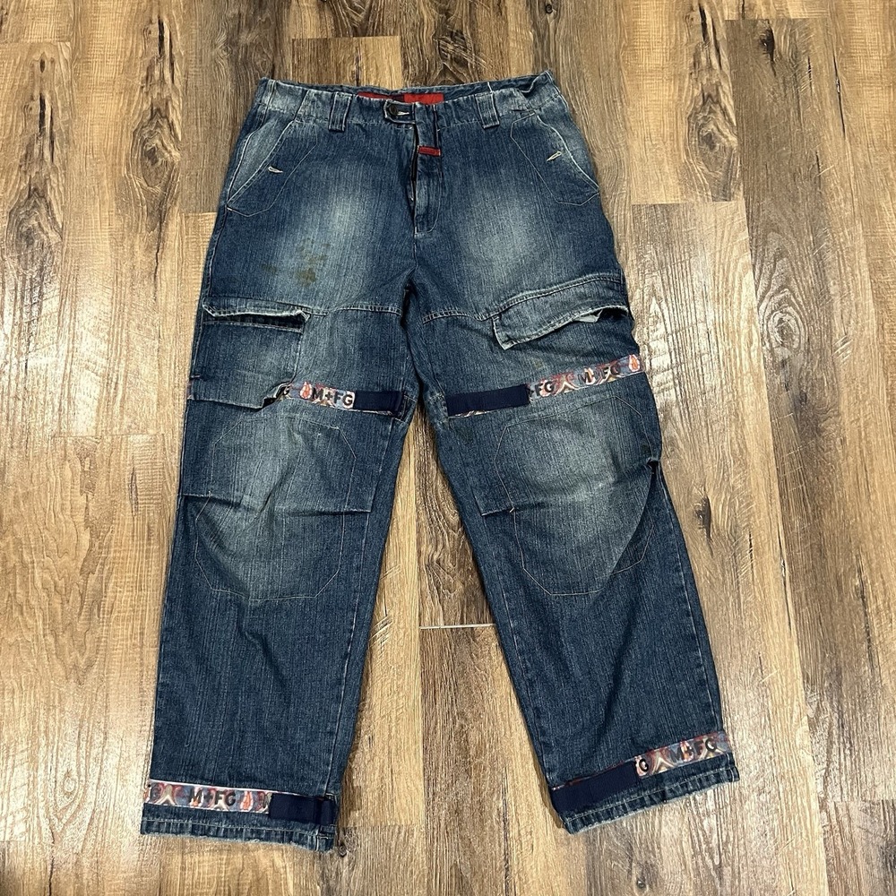 Marithe Francois Girbaud Baggy Shuttle Jeans Dnm 40x34 (fits 36x34) M+FG *Stain*
